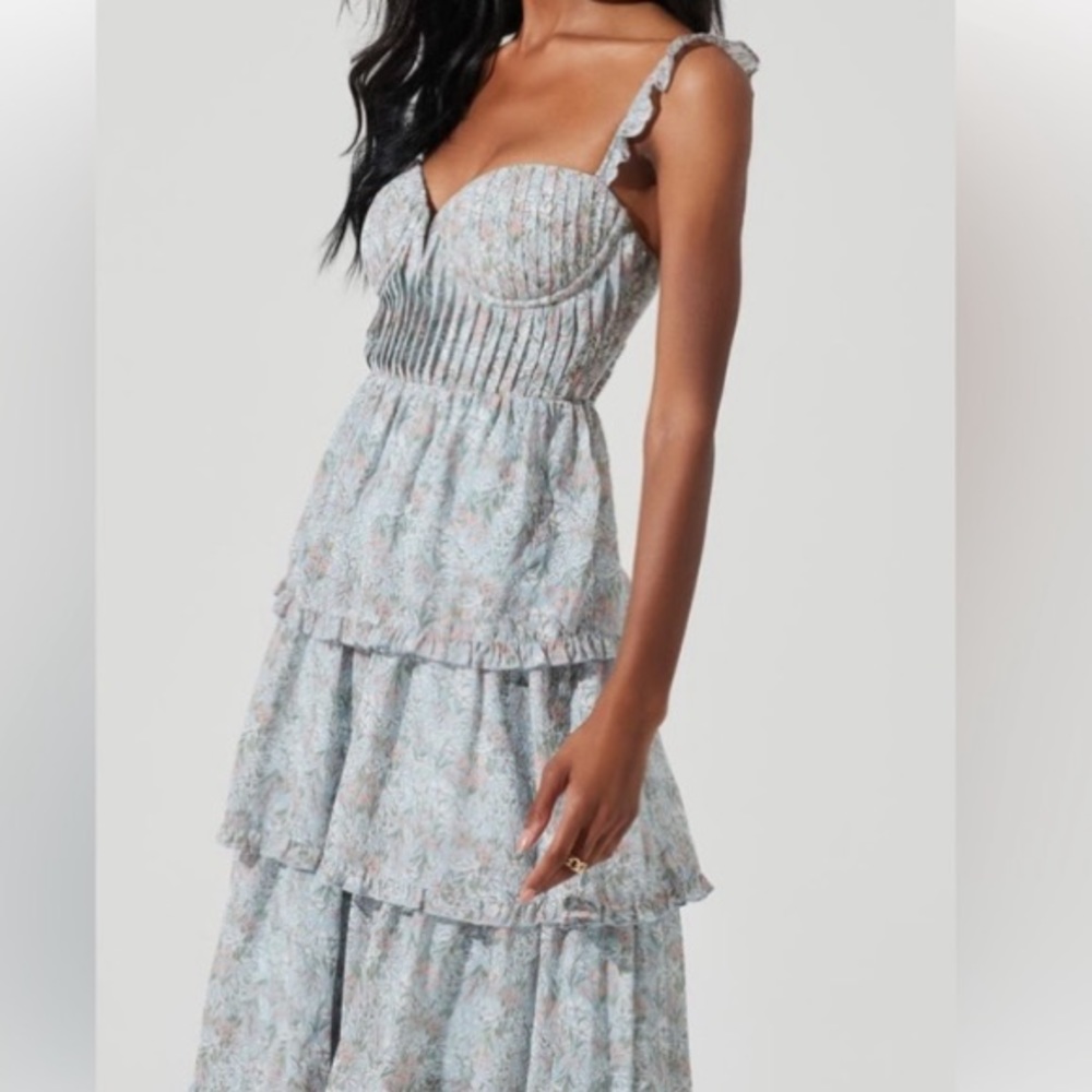 ASTR the Label blue floral midi dress NWT large
